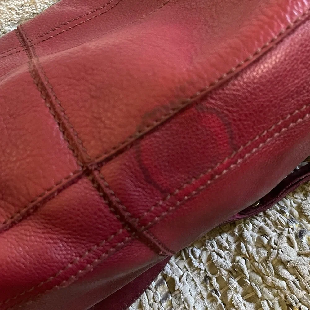 Lucky Brand Genuine Leather  Large Tote Dark Red. Laptop Size